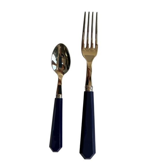 Sabre Other - NEW Sabre Paris Basic Navy Flatware Set – Dinner Fork & Dessert Spoon (2-Piece)